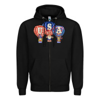 Black usa air balloon gnomies Zipper Hoodie - BarkalooDesign