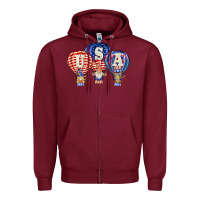 Burgundy usa air balloon gnomies Zipper Hoodie - BarkalooDesign