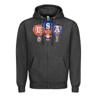 Charcoal Heather usa air balloon gnomies Zipper Hoodie - BarkalooDesign