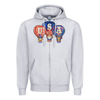 Heather Grey usa air balloon gnomies Zipper Hoodie - BarkalooDesign