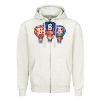 Oatmeal Heather usa air balloon gnomies Zipper Hoodie - BarkalooDesign