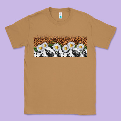 Cowhide Leopard Daisies Classic Tee Designed By Tumblerdesignbyshophia