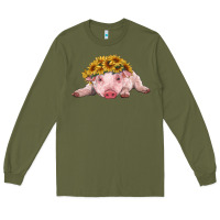 Baby Pig With Sunflower Headband Long Sleeve Tee | Teevron