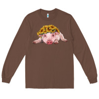 Chestnut baby pig with sunflower headband Long Sleeve Tee - RanaPortraitStore