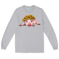Moon Dust baby pig with sunflower headband Long Sleeve Tee - RanaPortraitStore