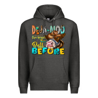 Charcoal Heather Deja Moo I've Heard Tih Bull Before Premium Hoodie - CowhideDigitalArt