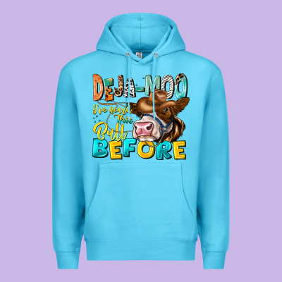Deja Moo I've Heard Tih Bull Before Premium Hoodie Designed By Cowhidedigitalart