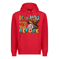 Red Deja Moo I've Heard Tih Bull Before Premium Hoodie - CowhideDigitalArt