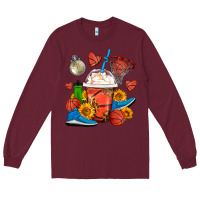 Burgundy Basketball Frappe Coffee Long Sleeve Tee - FaDigitalArtStudio