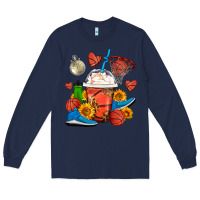 Navy Basketball Frappe Coffee Long Sleeve Tee - FaDigitalArtStudio