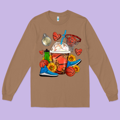 Basketball Frappe Coffee Long Sleeve Tee Designed By Fadigitalartstudio