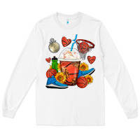 White Basketball Frappe Coffee Long Sleeve Tee - FaDigitalArtStudio