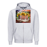 Heather Grey patriotic mini  tumbler Zipper Hoodie - BarkalooDesign