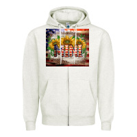 Oatmeal Heather patriotic mini  tumbler Zipper Hoodie - BarkalooDesign