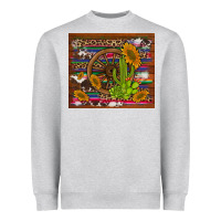 Cactus And Sunflowers With Old Wheel Serape Leopard Cowhide Background Heavyweight Sweatshirt | Teevron