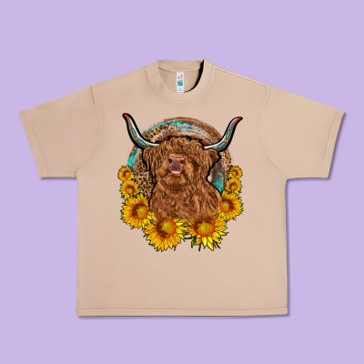 Cow Sunflower Leopard Urban Heavy Tee Designed By Oliviacreatesart