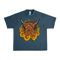 Midnight Navy cow sunflower leopard Urban Heavy Tee - OliviaCreatesArt