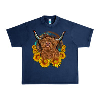 Navy cow sunflower leopard Urban Heavy Tee - OliviaCreatesArt