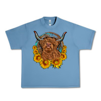 Pebble Blue cow sunflower leopard Urban Heavy Tee - OliviaCreatesArt