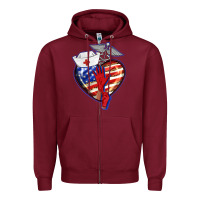 Burgundy patriotic nurse love Zipper Hoodie - BarkalooDesign