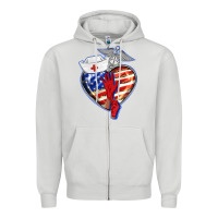 Dove Grey patriotic nurse love Zipper Hoodie - BarkalooDesign