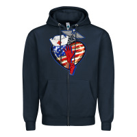 Navy patriotic nurse love Zipper Hoodie - BarkalooDesign