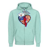 Seafoam patriotic nurse love Zipper Hoodie - BarkalooDesign