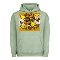 Pigment Oil Green yellow hearts Urban Hoodie - JahusDesignShop