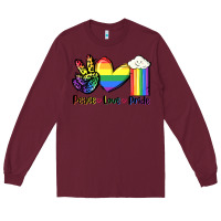 Burgundy Peace love Pride Long Sleeve Tee - FaDigitalArtStudio