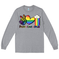 Heather Grey Peace love Pride Long Sleeve Tee - FaDigitalArtStudio