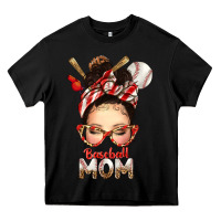 Black Baseball Mom Messy Bun Heavy Core Tee - texasbilliewilder