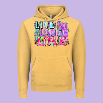 Live Laugh Love Hippie Valentine's Day Vintage Hoodie Designed By Fadigitalartstudio
