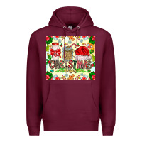 Burgundy Christmas Vibes Premium Hoodie - CowhideDigitalArt