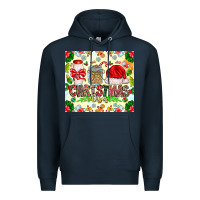 Navy Christmas Vibes Premium Hoodie - CowhideDigitalArt