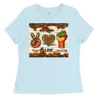 Baby Blue peace love juneteenth Ladies Tee - TumblerDesignByShophia
