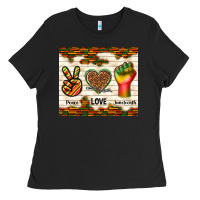 Black peace love juneteenth Ladies Tee - TumblerDesignByShophia