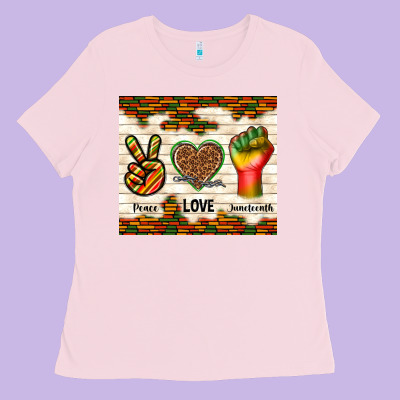 Peace Love Juneteenth Ladies Tee Designed By Tumblerdesignbyshophia