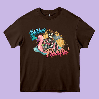 Bitches Be Floatin' Skeleton Summer Heavy Core Tee Designed By Nancycooperartshop