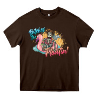 Chocolate Brown Bitches be floatin' skeleton summer Heavy Core Tee - NancyCooperArtShop