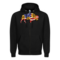 Black bison amerıcan flag Zipper Hoodie - BarkalooDesign