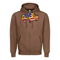 Chestnut bison amerıcan flag Zipper Hoodie - BarkalooDesign