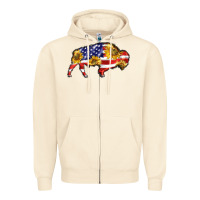 Sandshell bison amerıcan flag Zipper Hoodie - BarkalooDesign