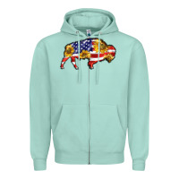 Seafoam bison amerıcan flag Zipper Hoodie - BarkalooDesign