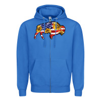 True Royal bison amerıcan flag Zipper Hoodie - BarkalooDesign