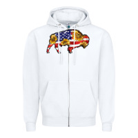White bison amerıcan flag Zipper Hoodie - BarkalooDesign