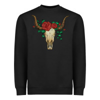 Black bull skull with roses Heavyweight Sweatshirt - Artiststas