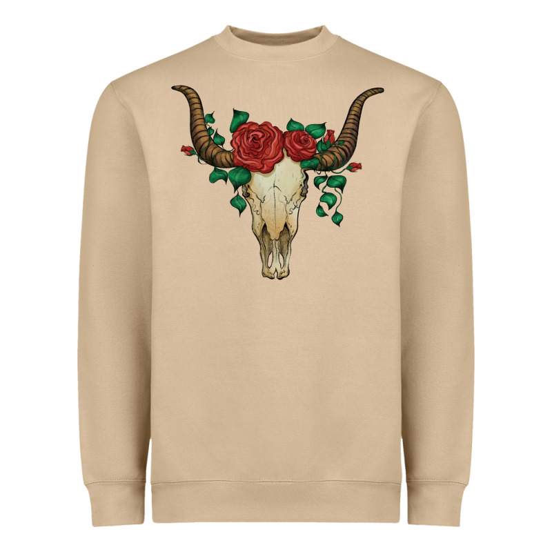Bull Skull With Roses Heavyweight Sweatshirt by Artiststas | Teevron