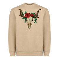 Mushroom bull skull with roses Heavyweight Sweatshirt - Artiststas
