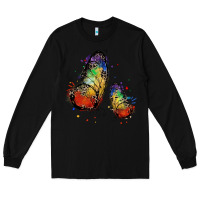 Black rainbow butterfly pride Long Sleeve Tee - FaDigitalArtStudio