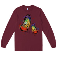 Burgundy rainbow butterfly pride Long Sleeve Tee - FaDigitalArtStudio